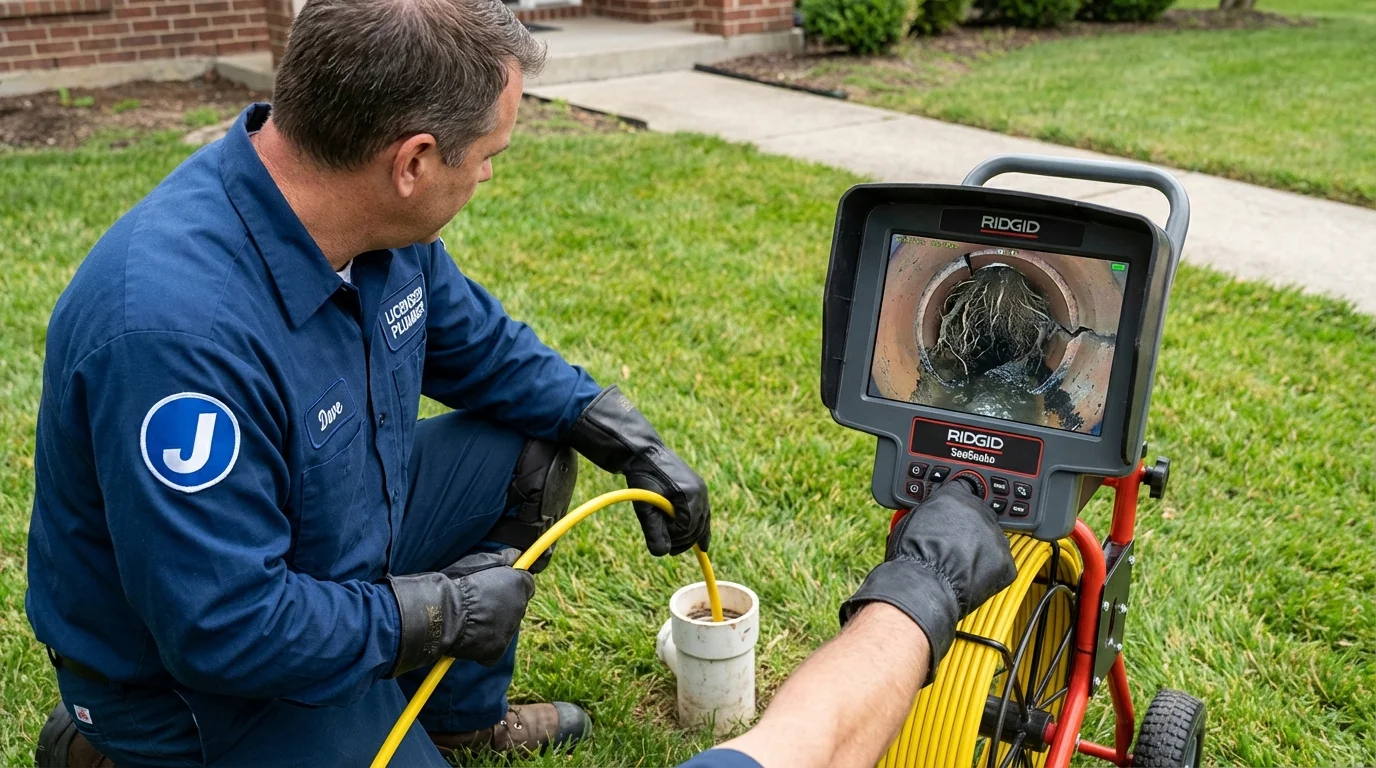 Sewer camera inspection being performed by Johns Plumbing LLC in Wadsworth